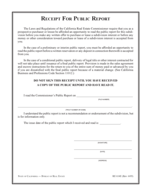 California Public Report Receipt