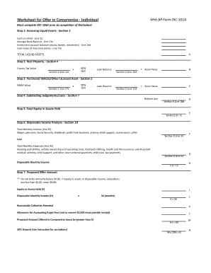 Offer in Compromise Form OIC-101A