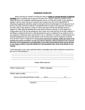 Hardship Affidavit for Jury Duty