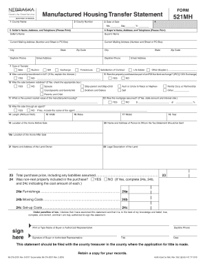 Manufactured Housing Transfer Statement Form 521MH