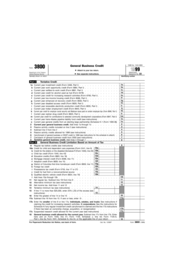Form 3800 General Business Credit