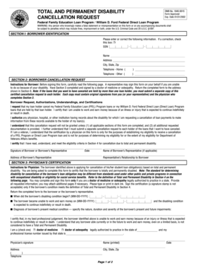 Total and Permanent Disability Cancellation Request
