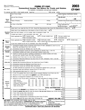 Connecticut Income Tax Return for Trusts and Estates