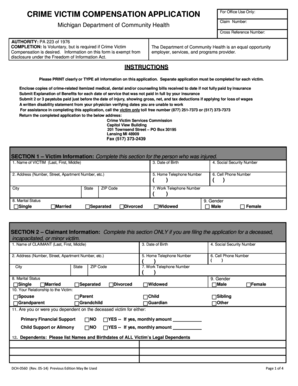 Michigan Crime Victim Compensation Application
