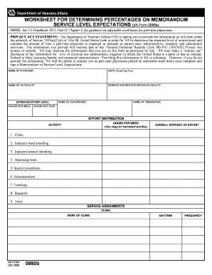 VA Form 0088a Service Level Expectations