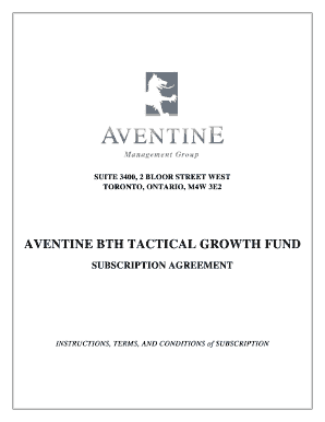 Aventine BTH Tactical Growth Fund Subscription Agreement