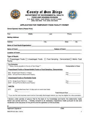 California Temporary Food Facility Permit