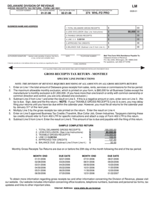 Delaware Gross Receipts Tax Return Form LM2