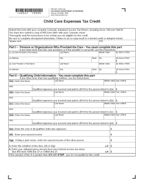 Colorado Child Care Expenses Tax Credit Form