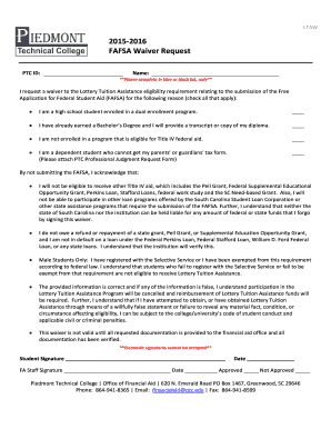 FAFSA Waiver Request Form
