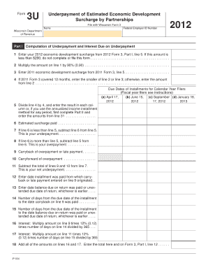 Wisconsin Form 3U Underpayment of Estimated Economic Development Surcharge