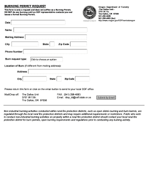 Oregon Burning Permit Request