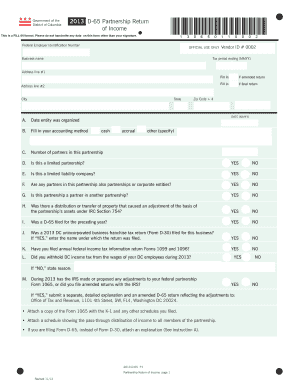 2013 D-65 Partnership Return of Income