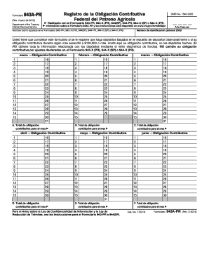 Formulario 943A-PR Registro de la Obligación Contributiva