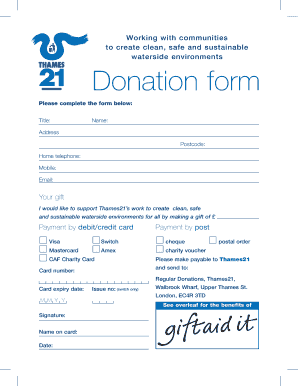 Thames21 Donation Form