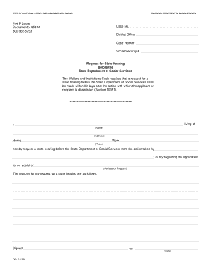 California State Hearing Request Form