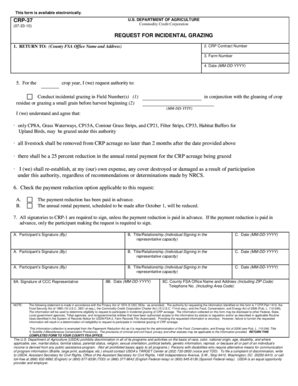 USDA Request for Incidental Grazing Form