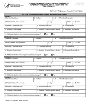 CDC Form 0.753 Continuation Page
