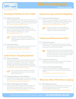 PEV Buyer Checklist