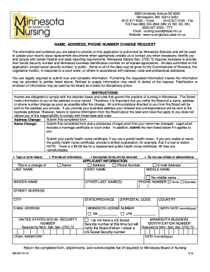 Minnesota Name Address Phone Number Change Request
