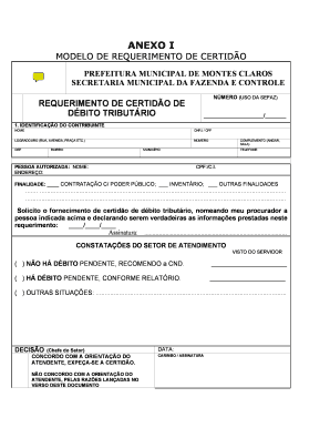 Requerimento de Certidão de Débito Tributário
