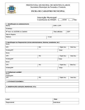 Ficha de Cadastro Municipal