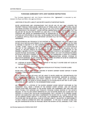 Joint Purchase Agreement with Escrow Instructions