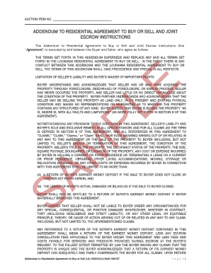 Addendum to Residential Agreement to Buy or Sell