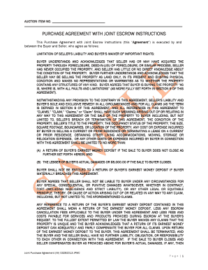 Purchase Agreement with Joint Escrow Instructions