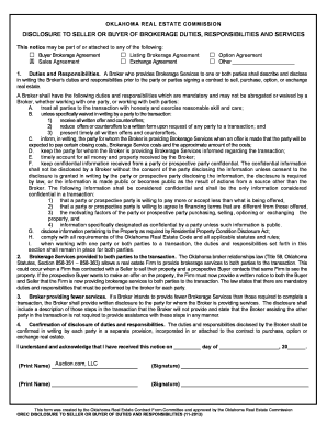 Oklahoma Real Estate Brokerage Duties Disclosure
