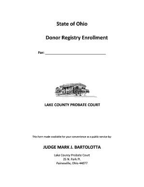 Ohio Donor Registry Enrollment Form