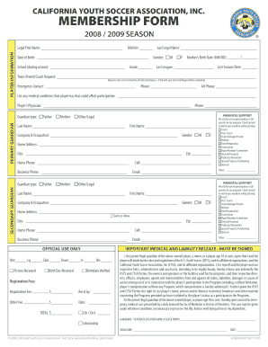 California Youth Soccer Association Membership Form
