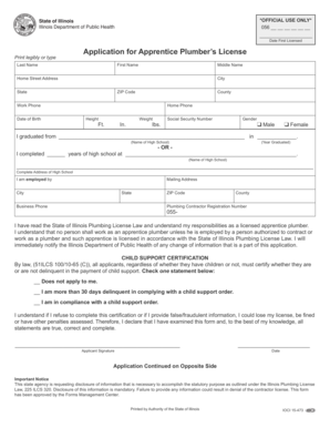 Illinois Apprentice Plumber License Application