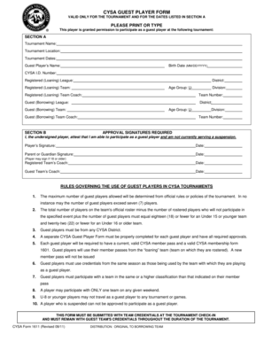 CYSA Guest Player Form