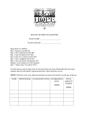 Beacon of Hope Team Roster