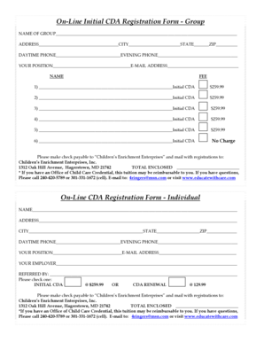 Initial CDA Registration Form