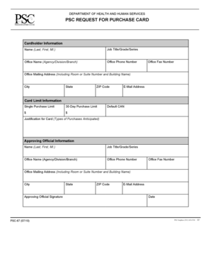 PSC Request for Purchase Card