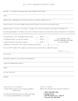 Independent Publisher Book Awards Entry Form