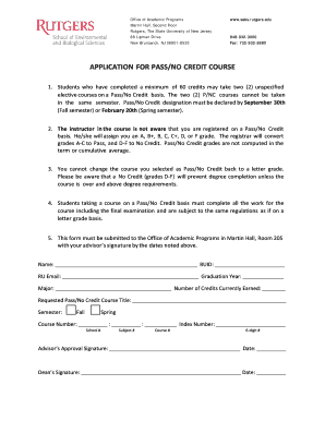 Pass/No Credit Course Application