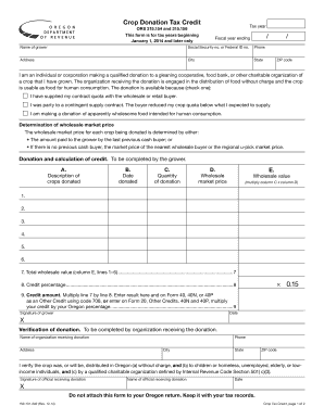 Oregon Crop Donation Tax Credit Form