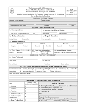 Massachusetts Building Permit Application