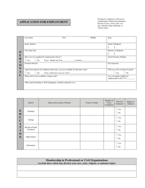 Employment Application Form