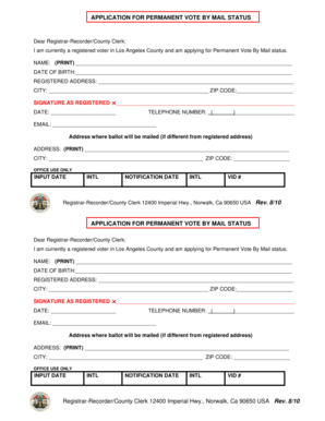 California Permanent Vote By Mail Application