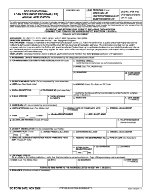 DOD Educational Loan Repayment Program Application