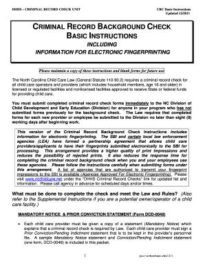 Fillable Online Criminal record background check basic instructions ... - NC  Child Care Fax Email Print - pdfFiller