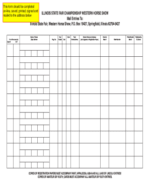 Illinois State Fair Western Horse Show Entry Form