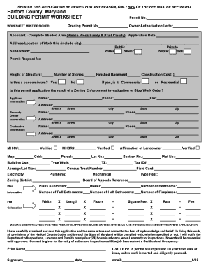 Harford County Building Permit Worksheet