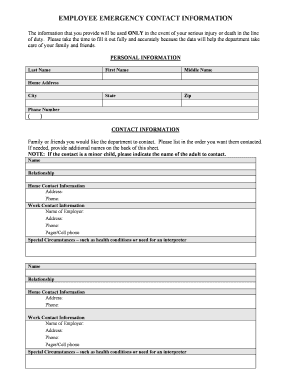Employee Emergency Contact Information Form