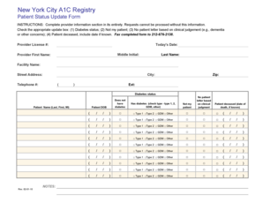 New York City A1C Registry Patient Status Update Form