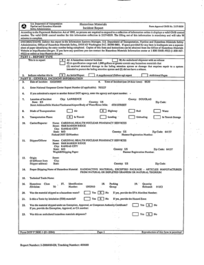 US DOT Hazardous Materials Incident Report Form